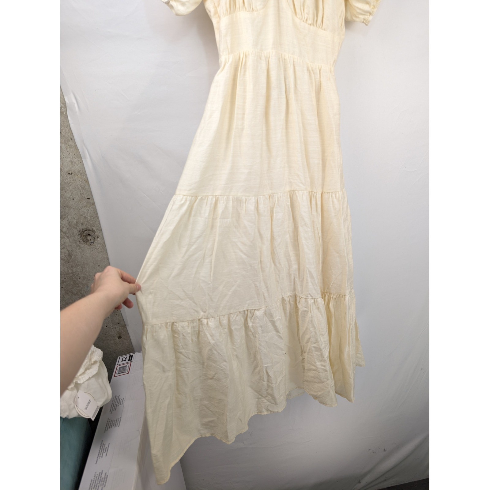 Boho Puff Sleeve Tiered Peasant Maxi Dress Size S Cottagecore Prairie Ren Faire