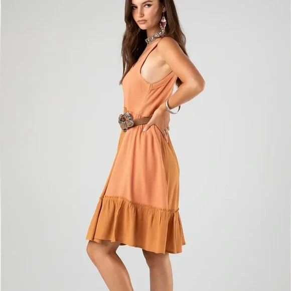 Miss Me Mixed Media Cami Dress NWT Size S Color Burnt Orange