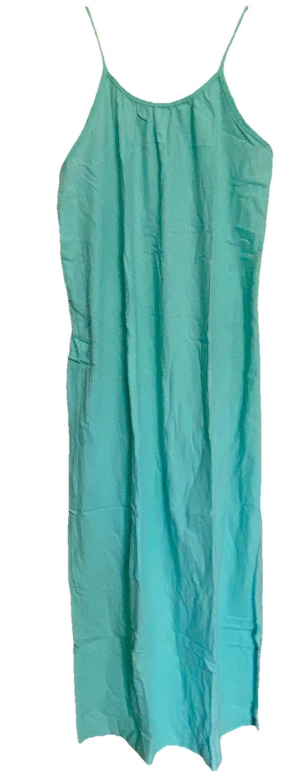 Softari Green Solid Maxi Dress Womens M Regular 100% Cotton Scoop Neck Strappy
