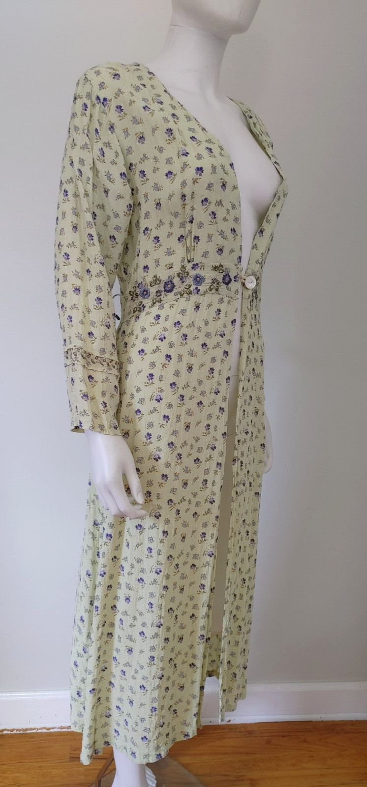 90s Vintage April Cornell Ditsy Floral Prairie Cottage Duster dress Midi M