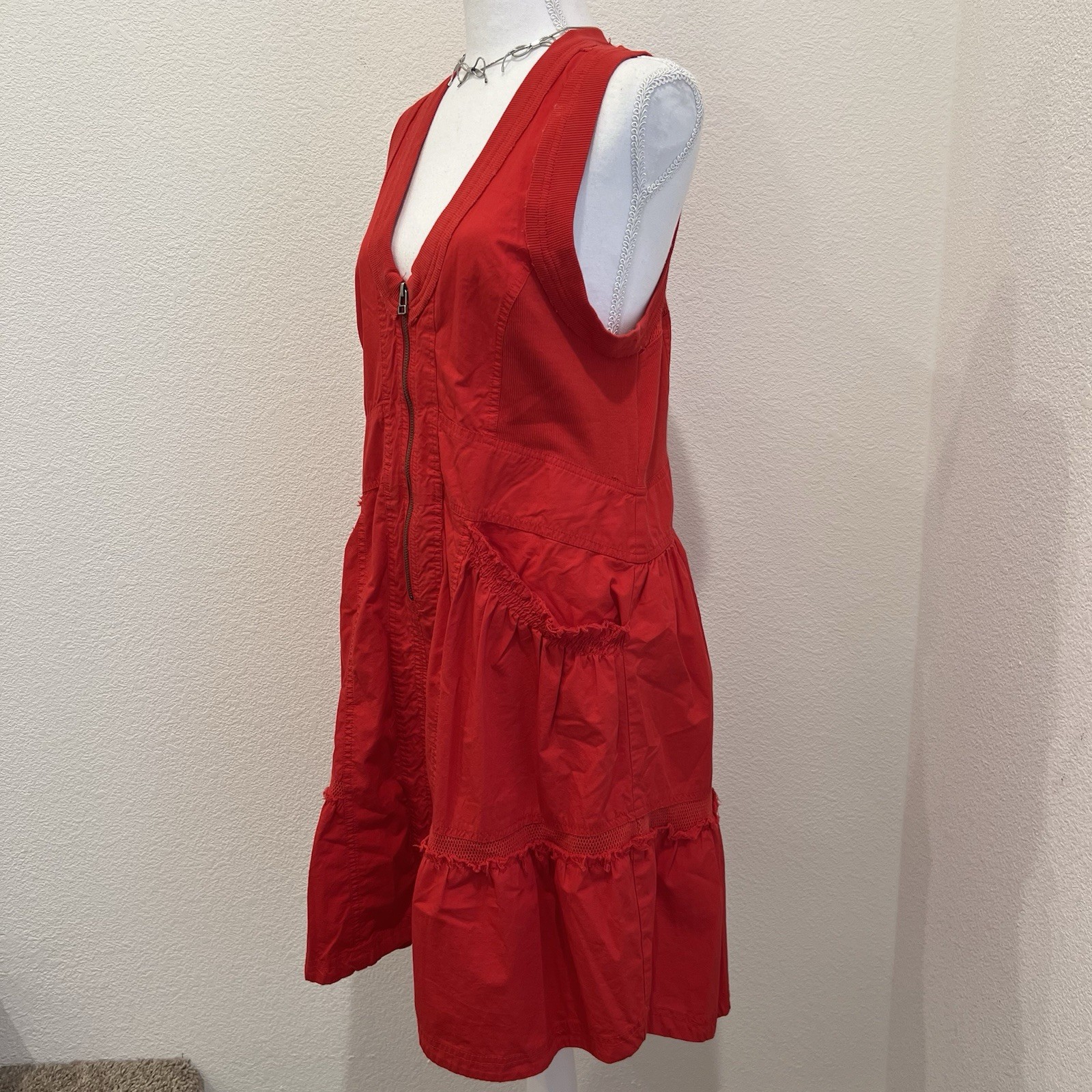 Daily Practice Anthropologie Trek Utility Mini Dress Red Size S