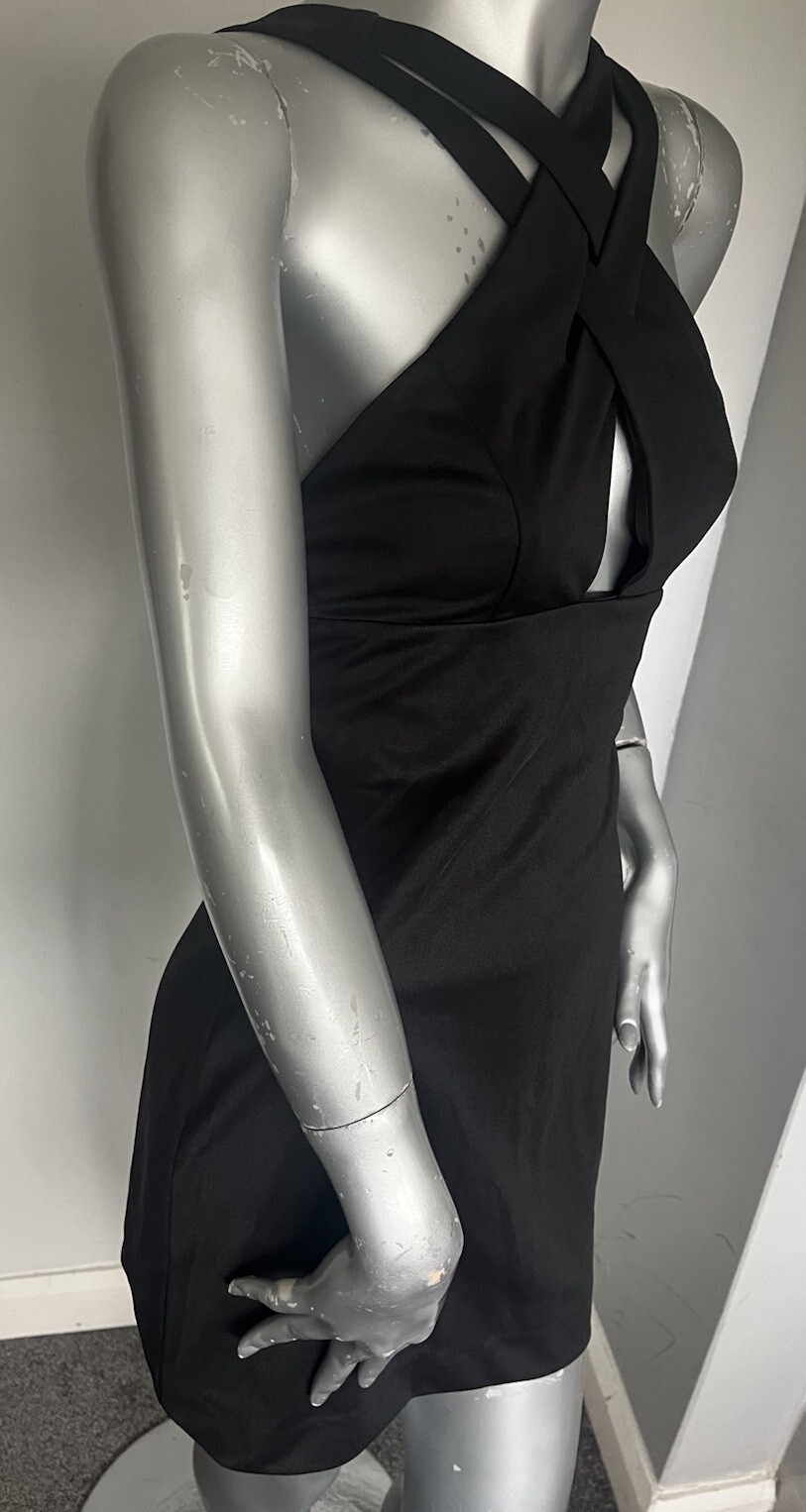 AQ AQ Black Cryton Mini Dress Size 6