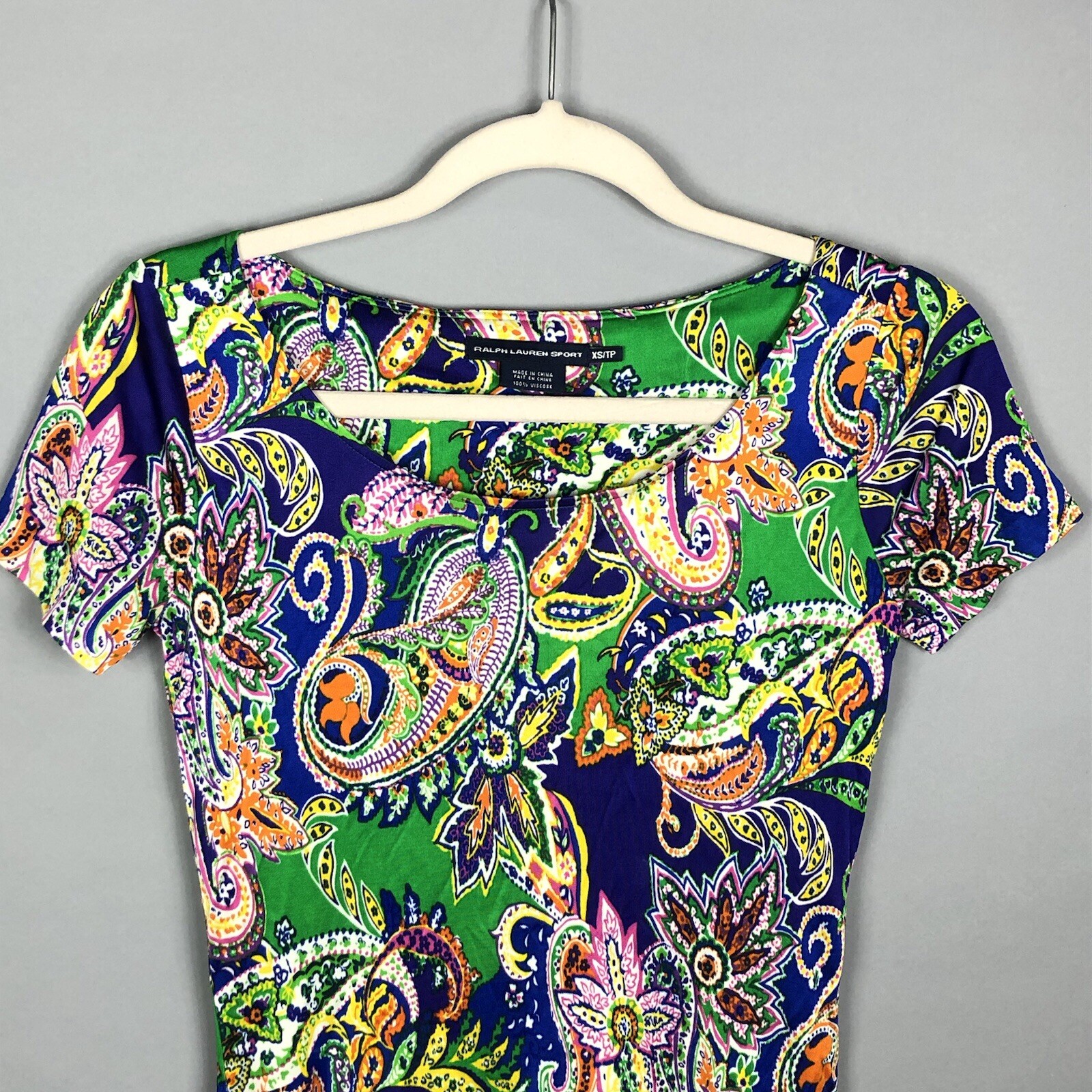 Ralph Lauren Sport Paisley Print Pullover Dress XS Short Sleeve Colorful Casual