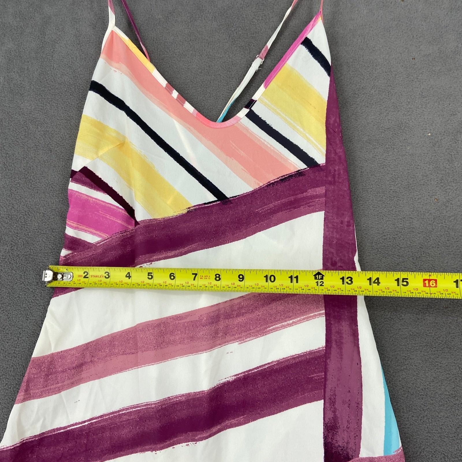 Cupshe Multi Color Abstract Stripe High Low Midi Dress V-Neck Strappy Small NEW