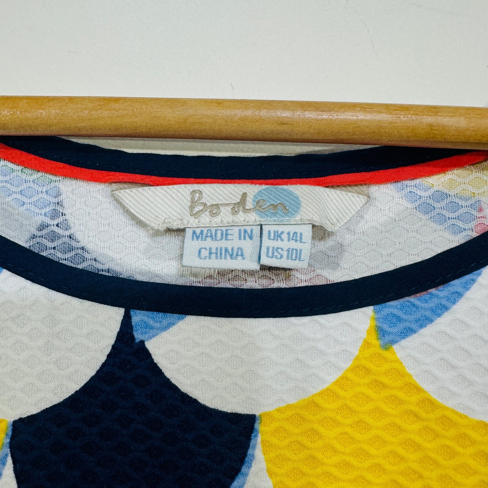 Boden Shift Dress UK 14L Scallop Red Blue Green Yellow White Textured