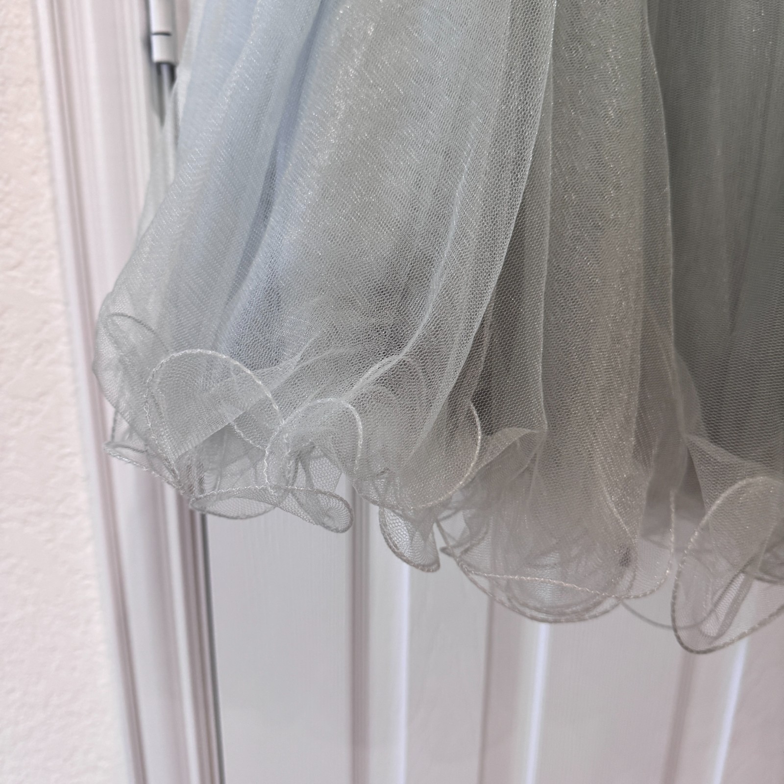 NWT GLS Limited Edition Strapless Beaded Tulle Prom Party Dress L Sage Gray