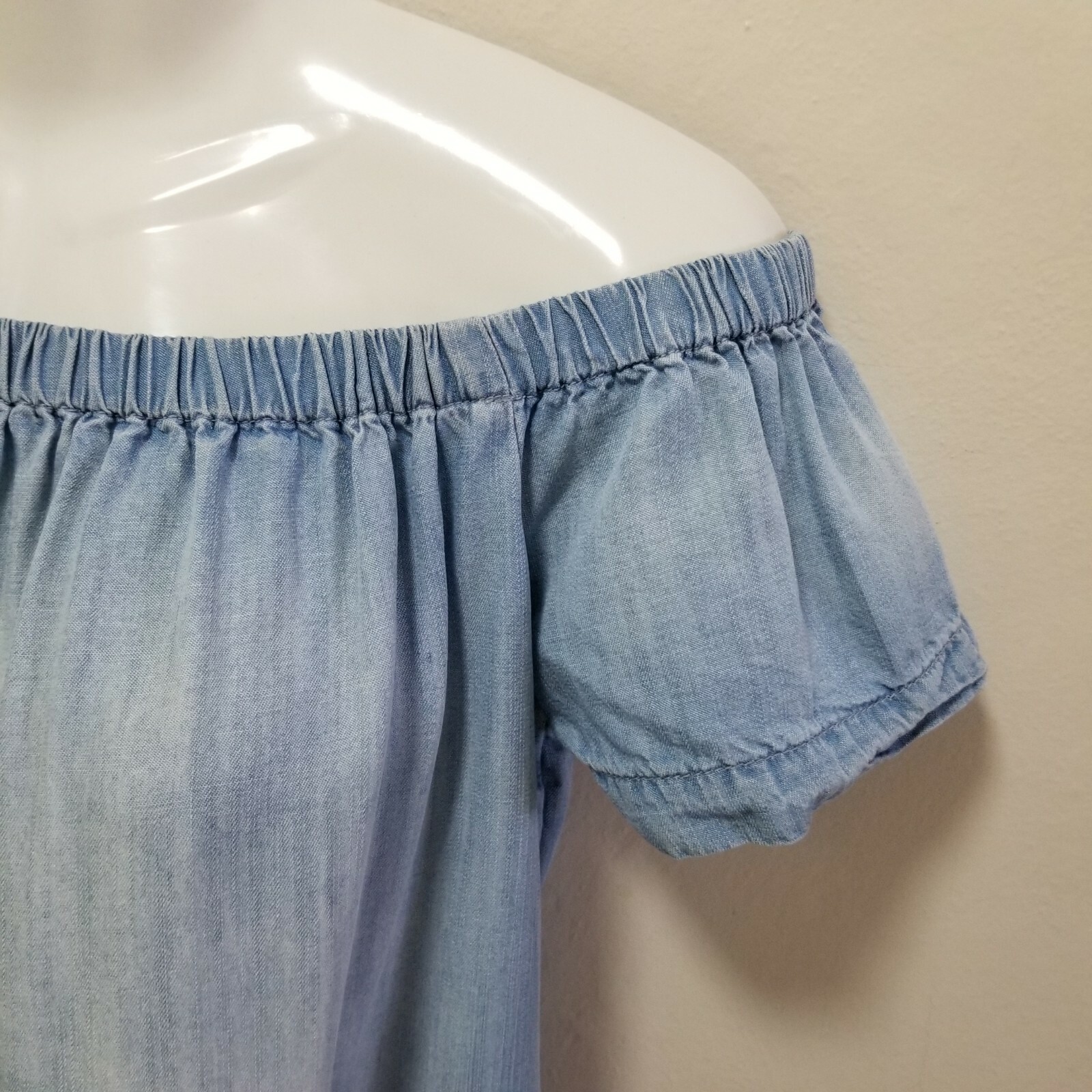 Cloth & Stone Womens Dress Chambray Off Shoulder Tunic Shift Sandwashed Blue S