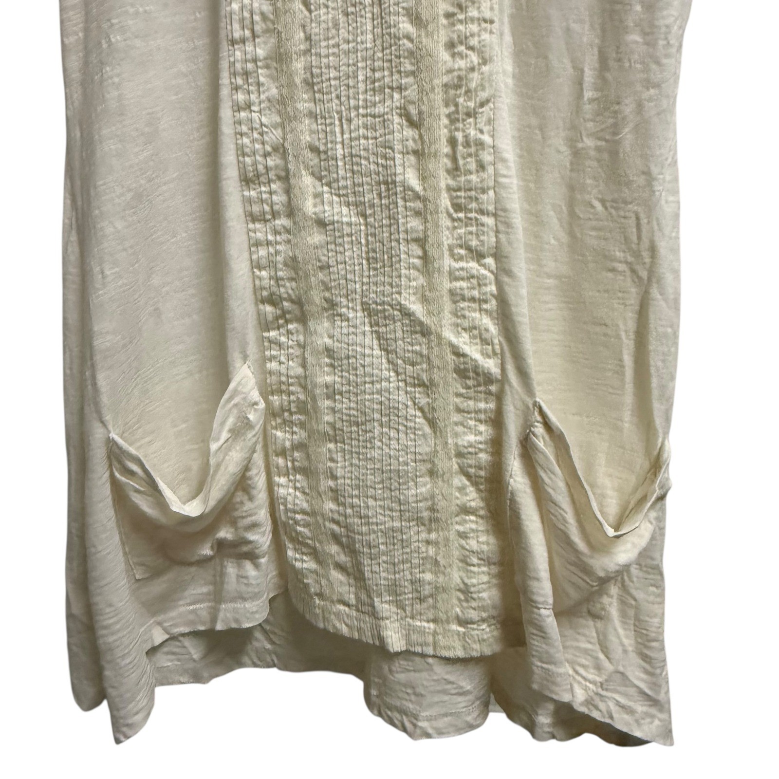 LOGO LORE GOLDSTEIN Off White Textured Linen Blend Tunic Dress XXS