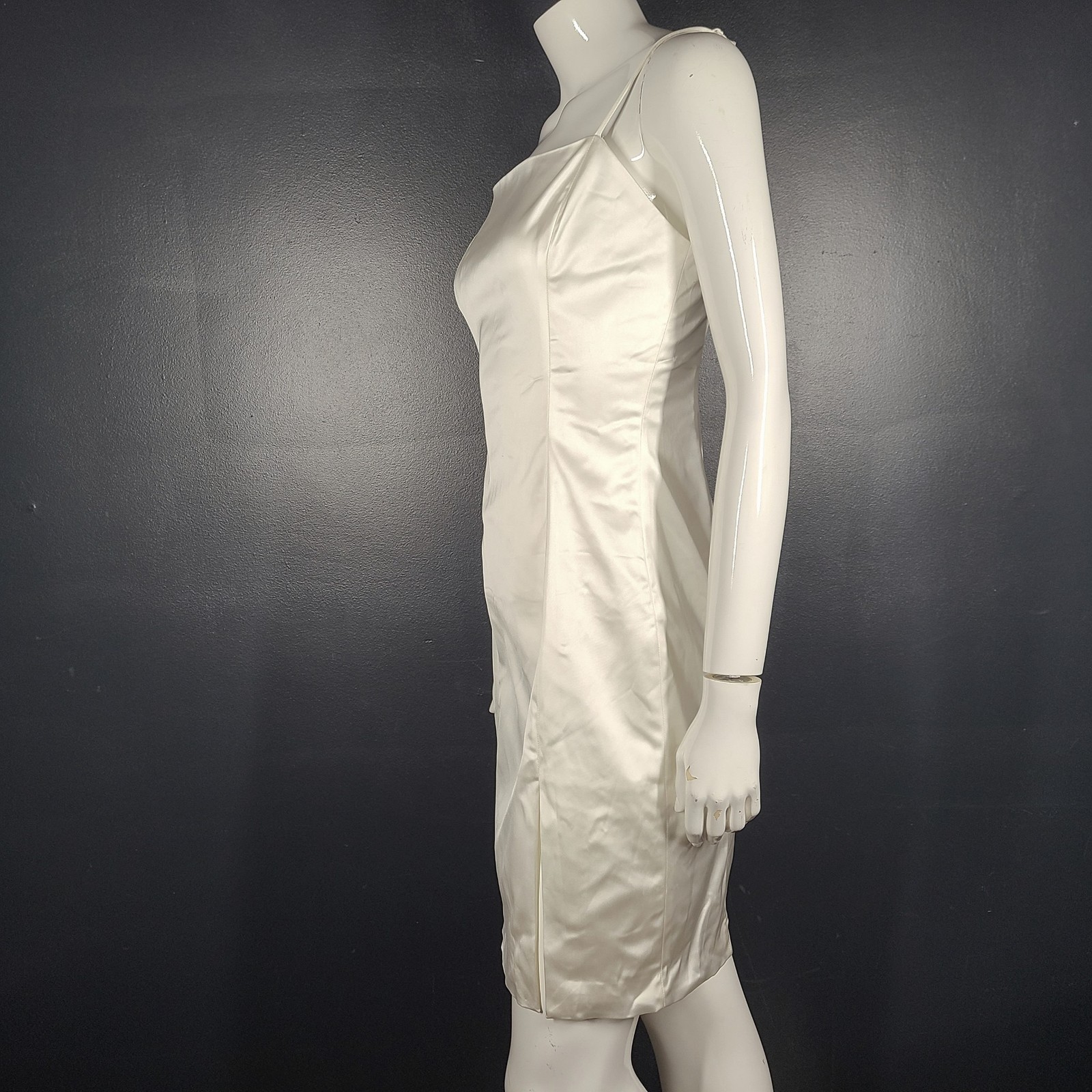 Artitzia Sunday Best Shimmer Satin Knee Dress Light Birch White Sz 8