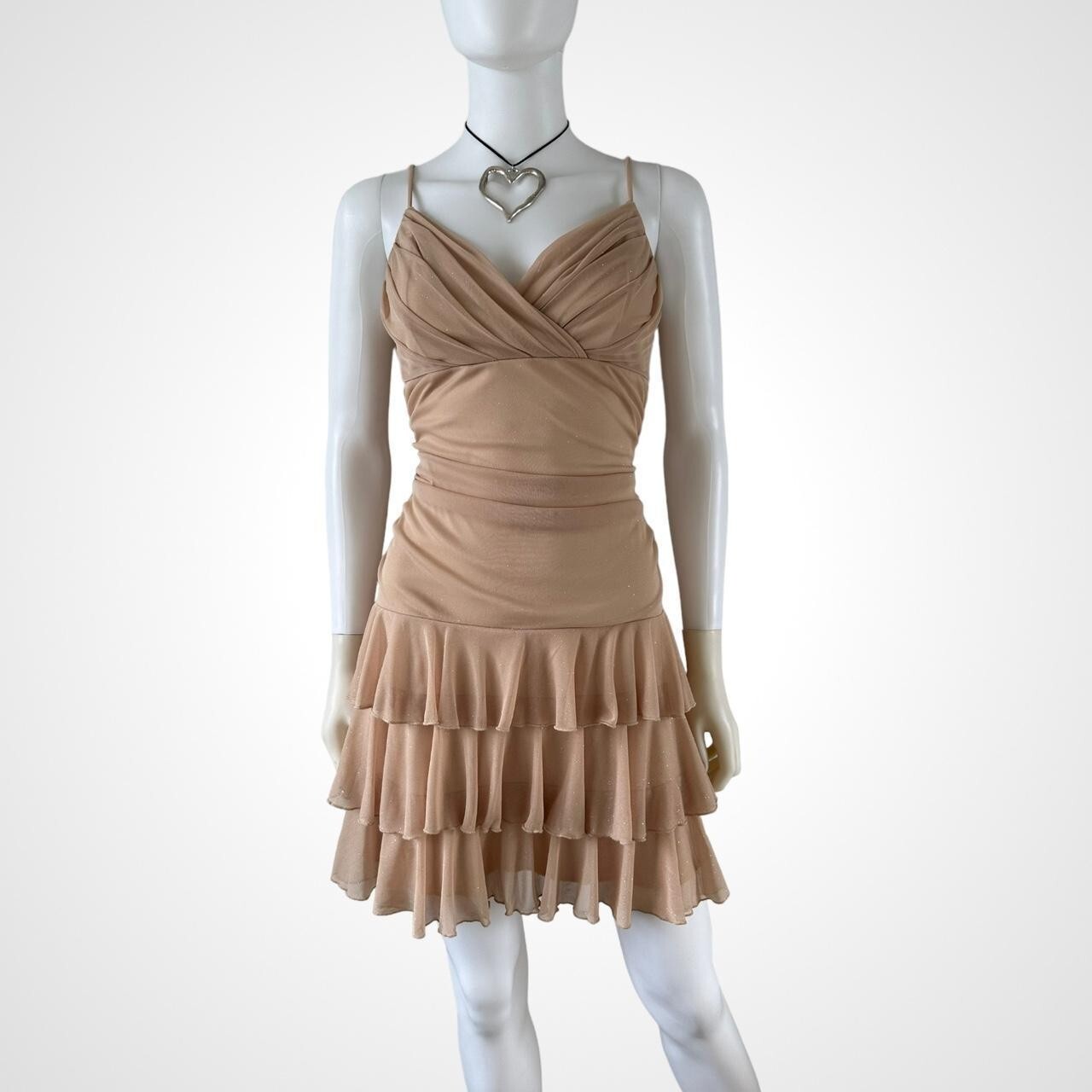 City Triangles Y2k Vintage tan stretchy ruched Sleeveless mini dress Size L
