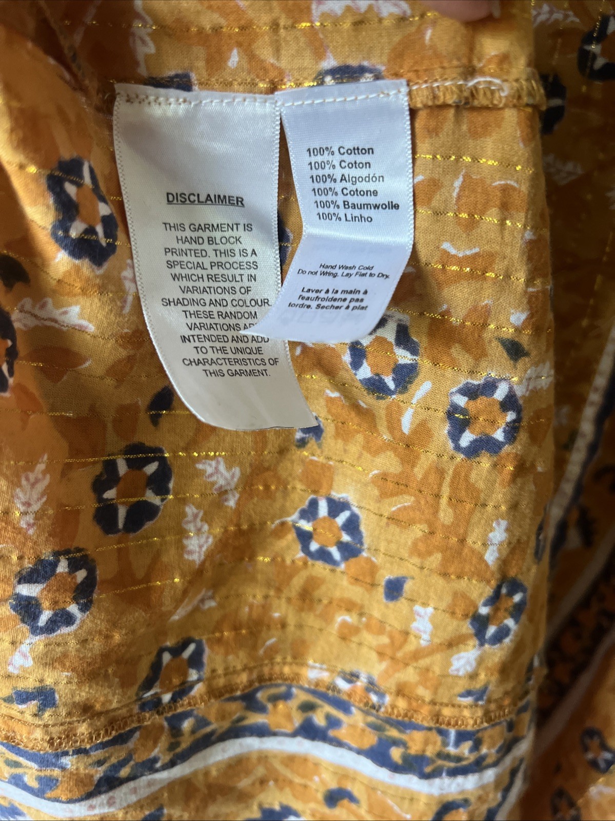 Emerson Fry India Collection Francina Caftan Midi Dress Saffron Lurex One Size