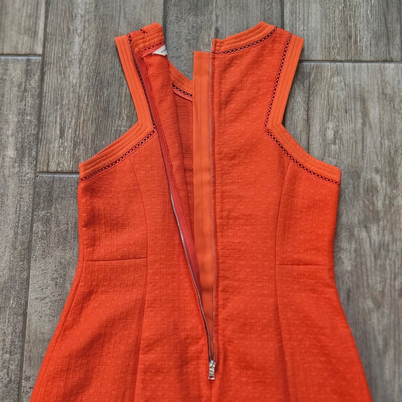 Rebecca Taylor Matelasse Sleeveless Dress Size 4 Orange Cocktail Summer Preppy