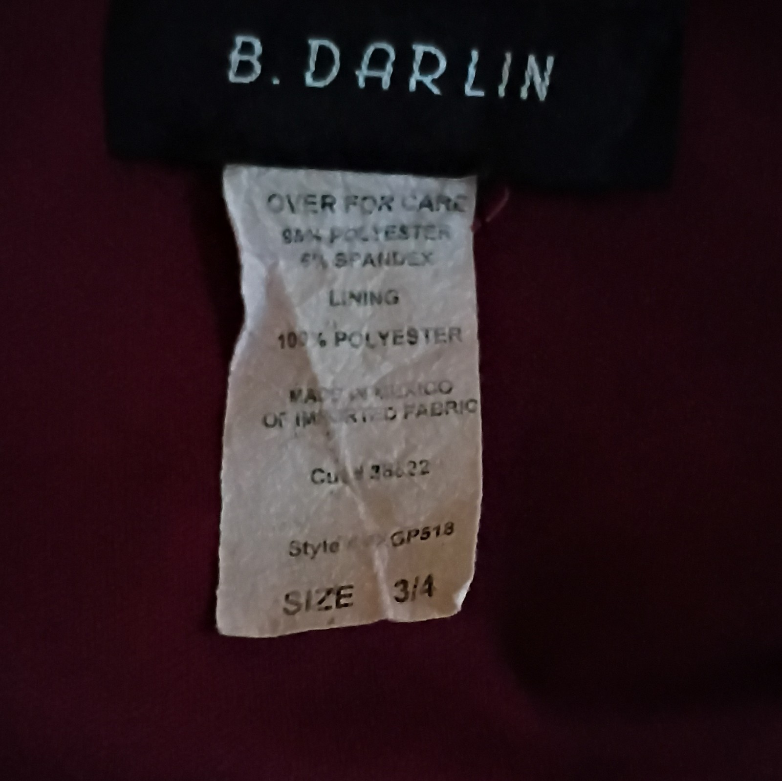B. Darlin Burgundy Fit & Flare Dress Juniors 3/4 Lined Bow Back Zip GP518