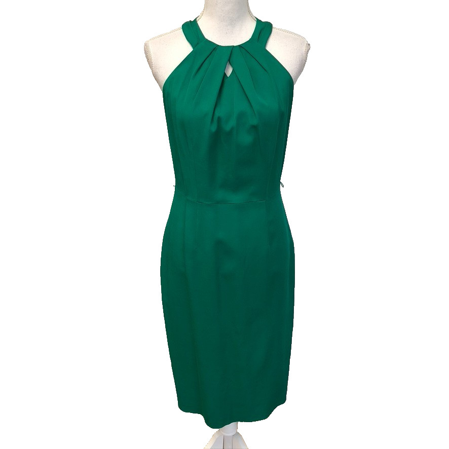 Coast Sheath Halter Neck Dress Womens 6 Green Sleeveless Keyhole Going Out Party