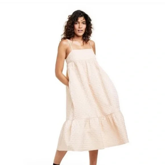 Kika Vargas x Target Textured Empire Waist Midi Dress Oversized S / Blush Pink
