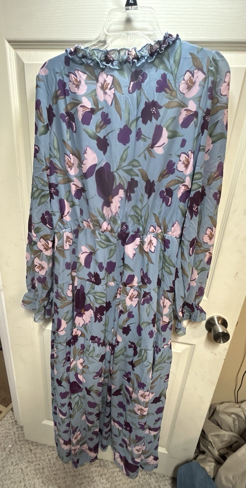 BLENCOT Womens Casual Boho Deep V Neck Short Sleeve Long Dress