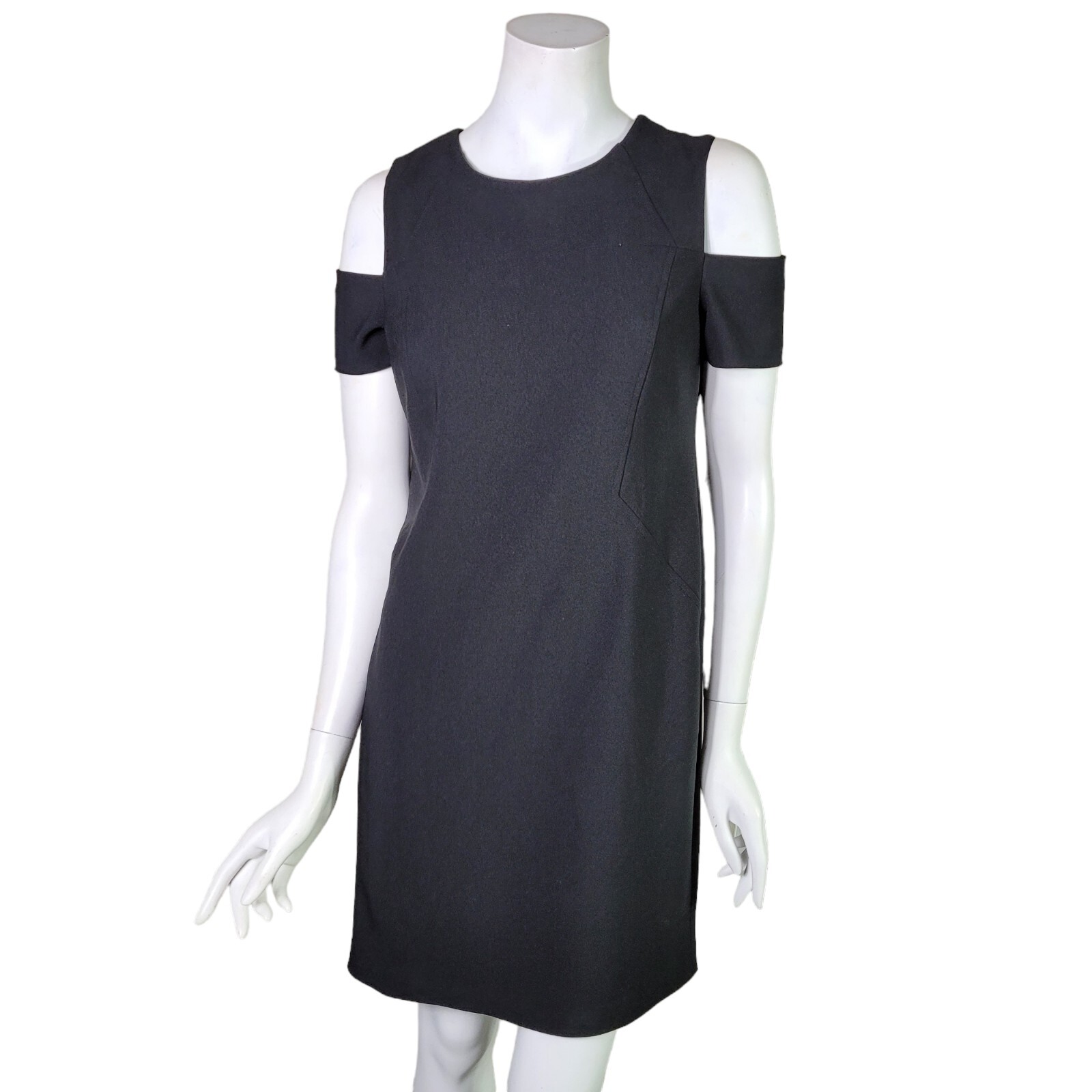 Chico’s Black Short Sleeve Cold Shoulder Sheath Dress Above The Knee Short S
