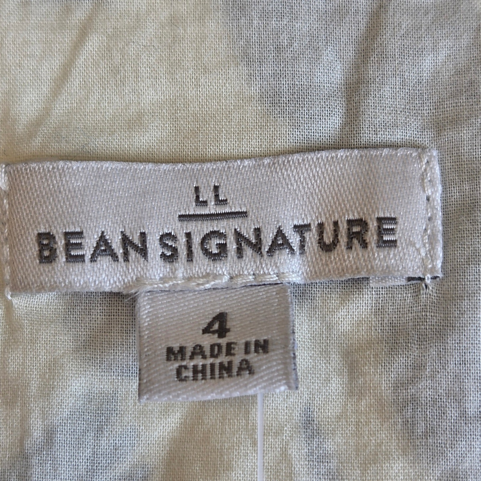 LL Bean Signature Blue White Crane Bird Print Linen Cotton Belted Dress NWT 4