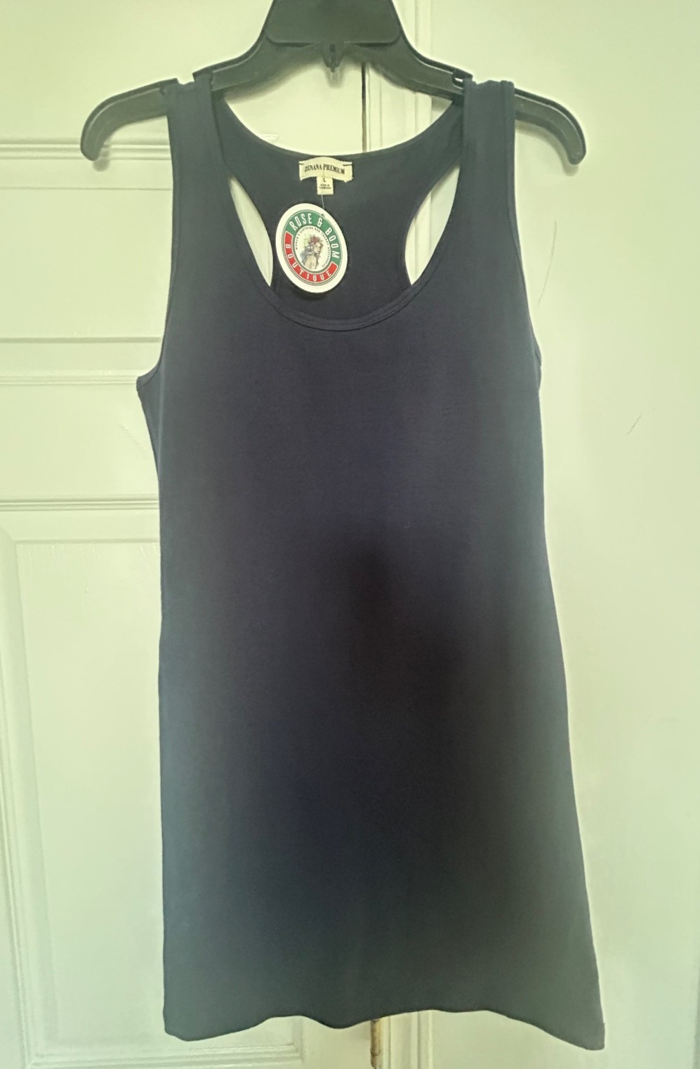 New Zenana Premium Navy Blue Fitted Racer Back Tank Dress L NWT $38 Boutique