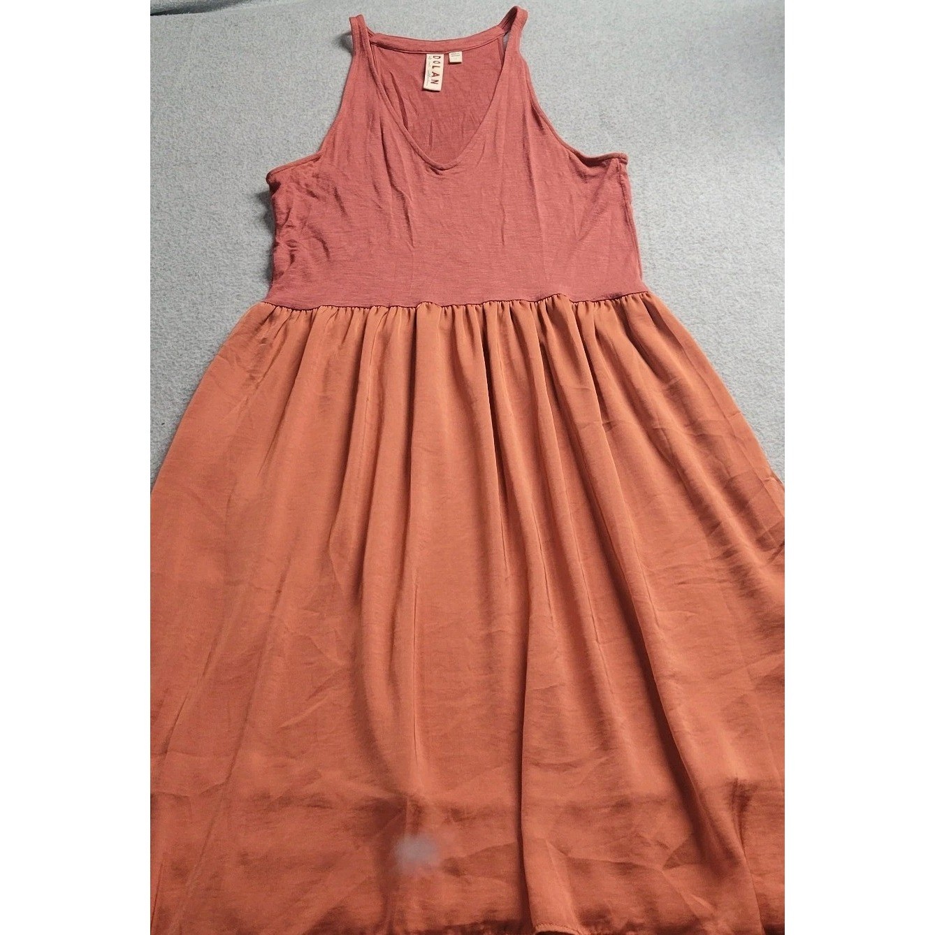 Dolan Left Coast Collection Mixed Media Tank Dress Rose Terracotta V-Neck Small
