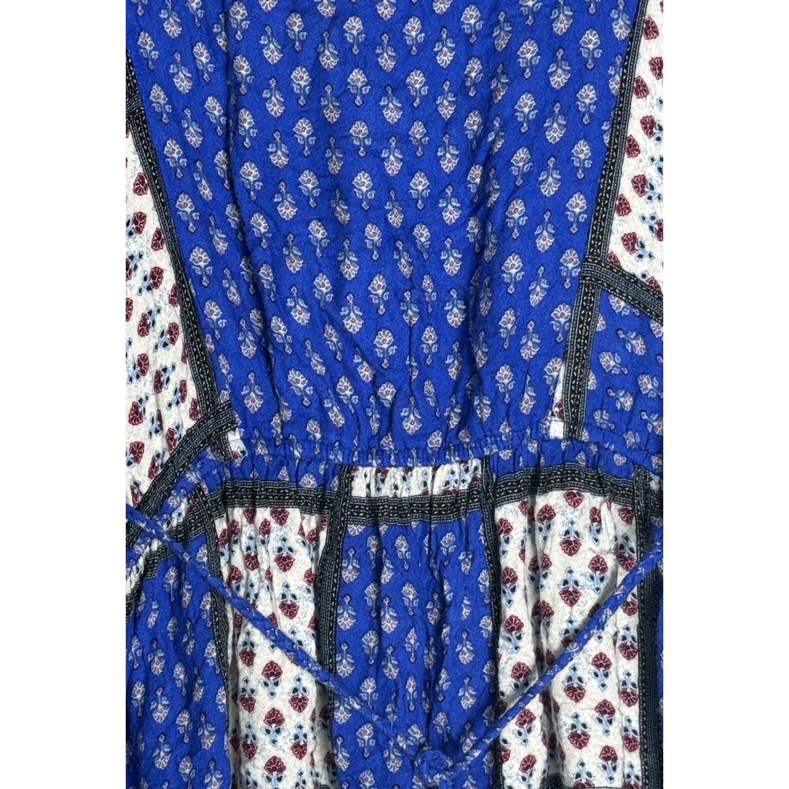 American Eagle Womens Boho Patchwork Mini Dress Kimono Sleeve Floral Flowy Sz S