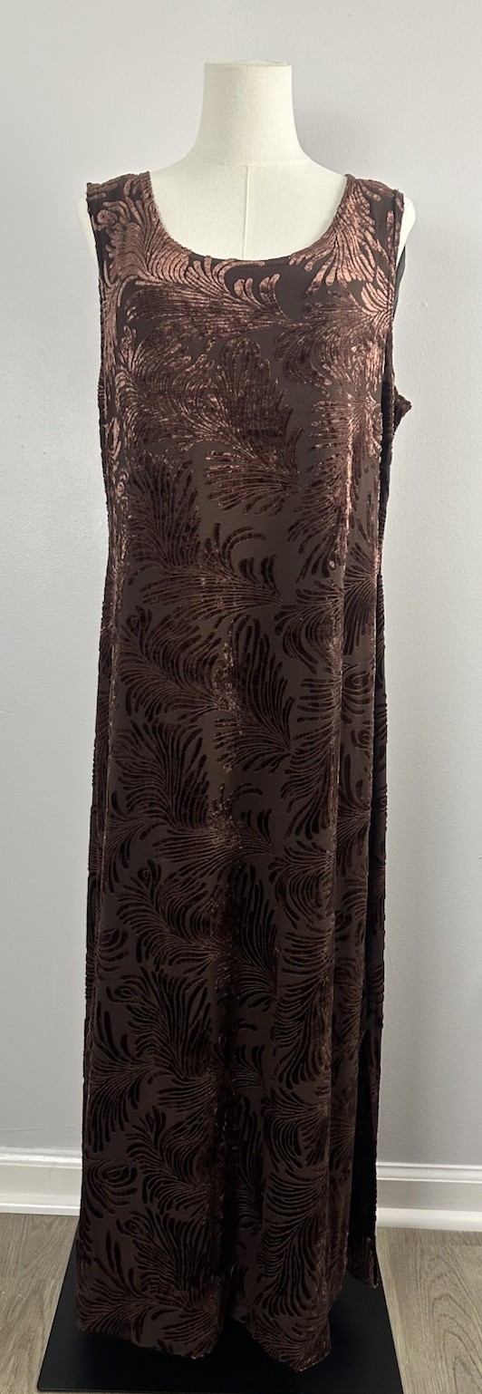 VTG Inspired Whimsigoth Raisin Maxi Dress BurnOut Velvet Art Deco Retro Sz L