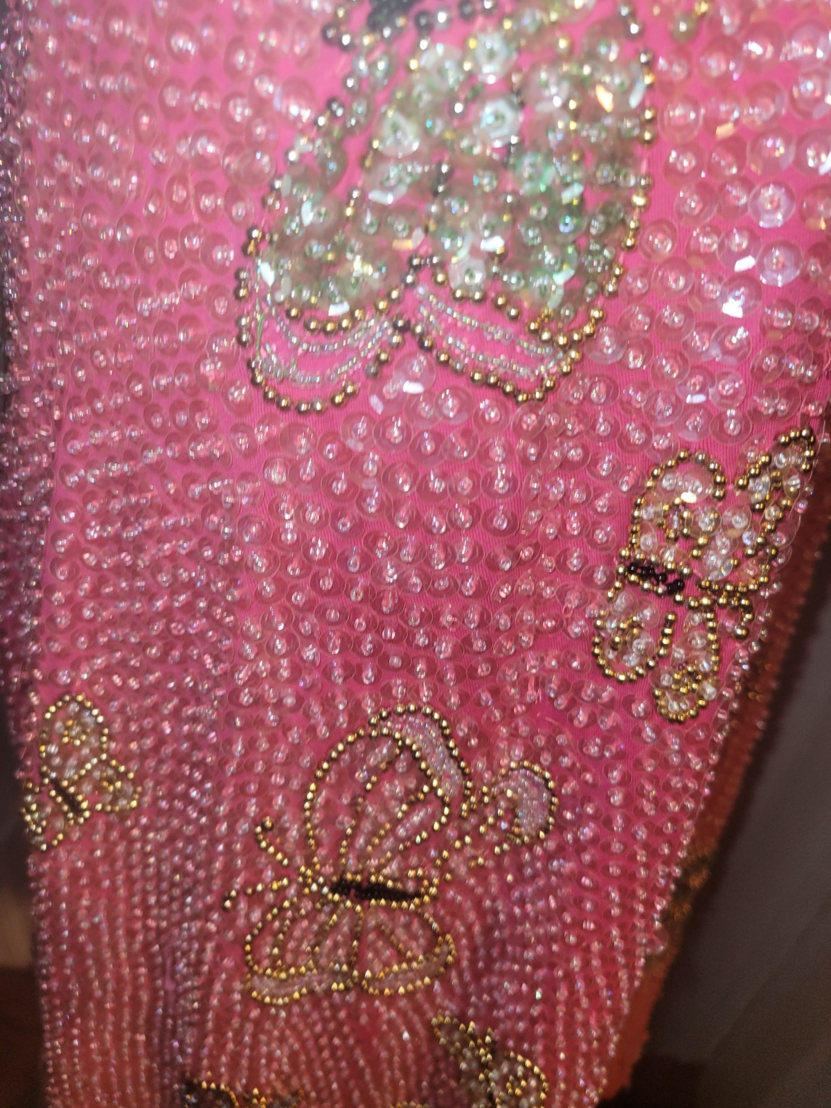 Little Attitudes Beautiful Hand Sewn Sequin Pink Butterfly Dress Size 14