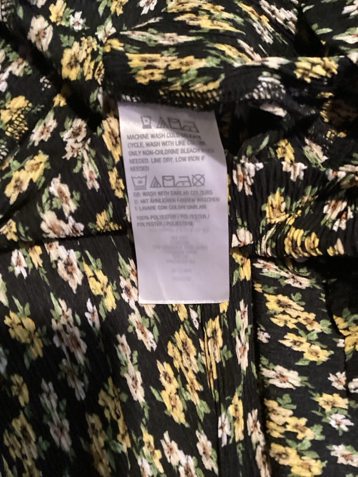 Isaac Mizrahi Live Black Floral Midi Dress Women’s XL Empire Waist Short Sleeve