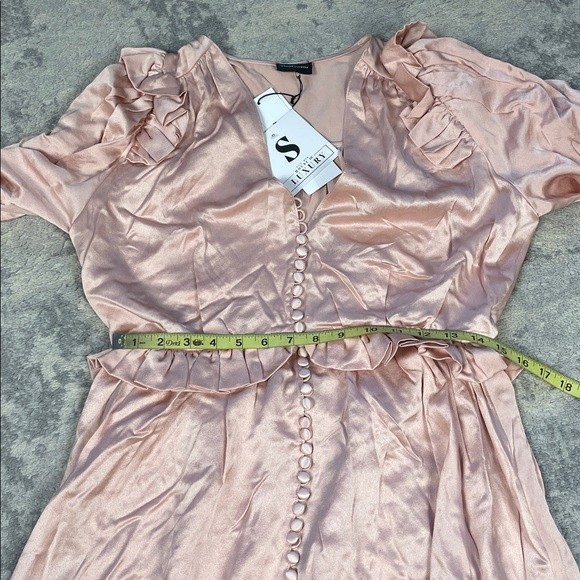 NWT Magda Butrym Tarragona Dress Ruffled Silk Satin Button Front Sz 36