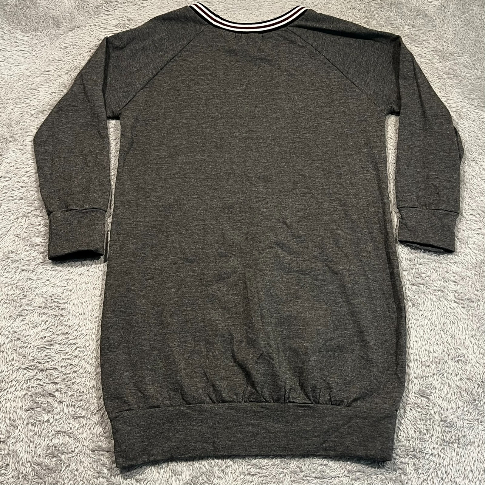 Cherish Sweater Dress Gray Long Raglan Sleeve Crew Neck Cozy USA Women’s Small