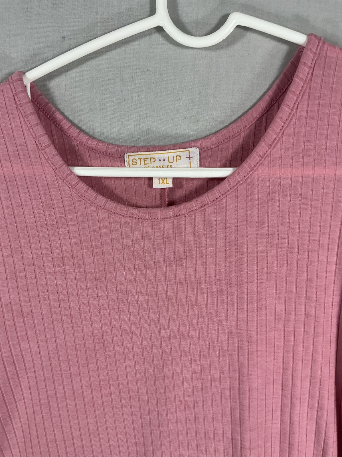 Step Up+ 1XL Pink Ribbed Cold Shoulder Sleeve Swing Dress