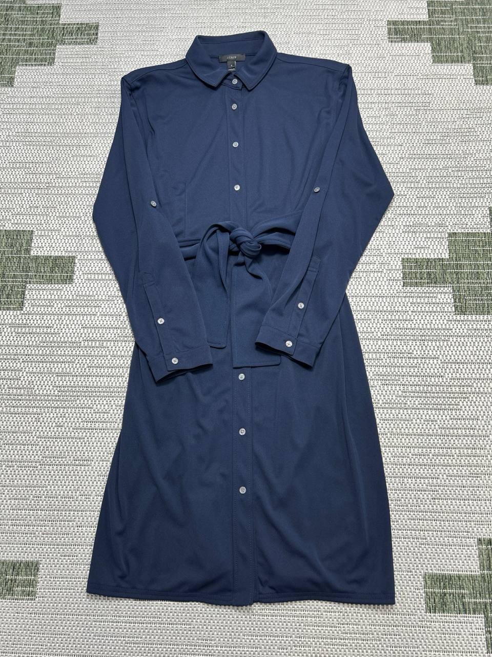 J.Crew Shirt Dress Womens Small Blue Wrap Button Up Blouson
