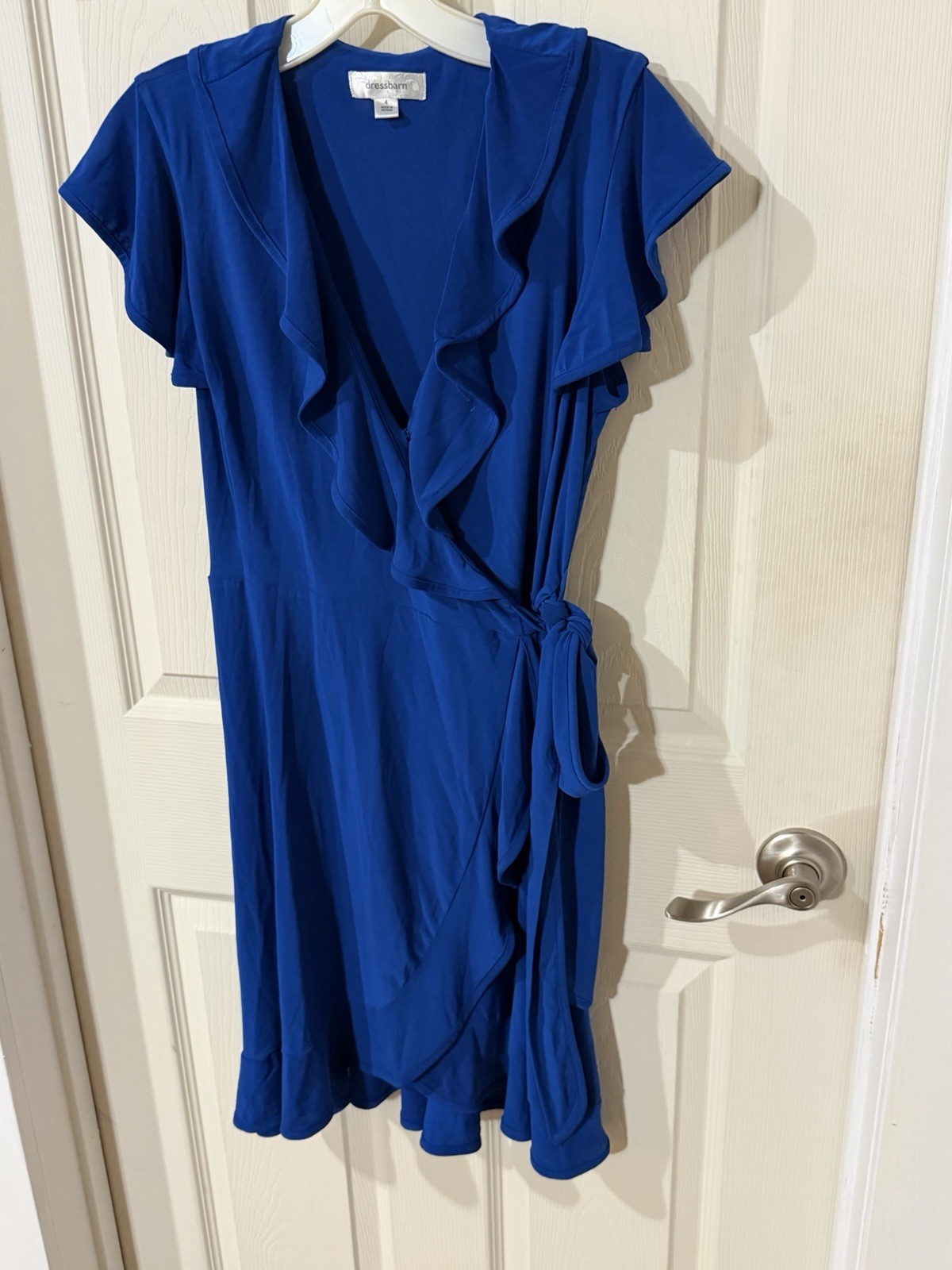 DressBarn Royal Blue True Wrap Flutter Knit Dress Size 4