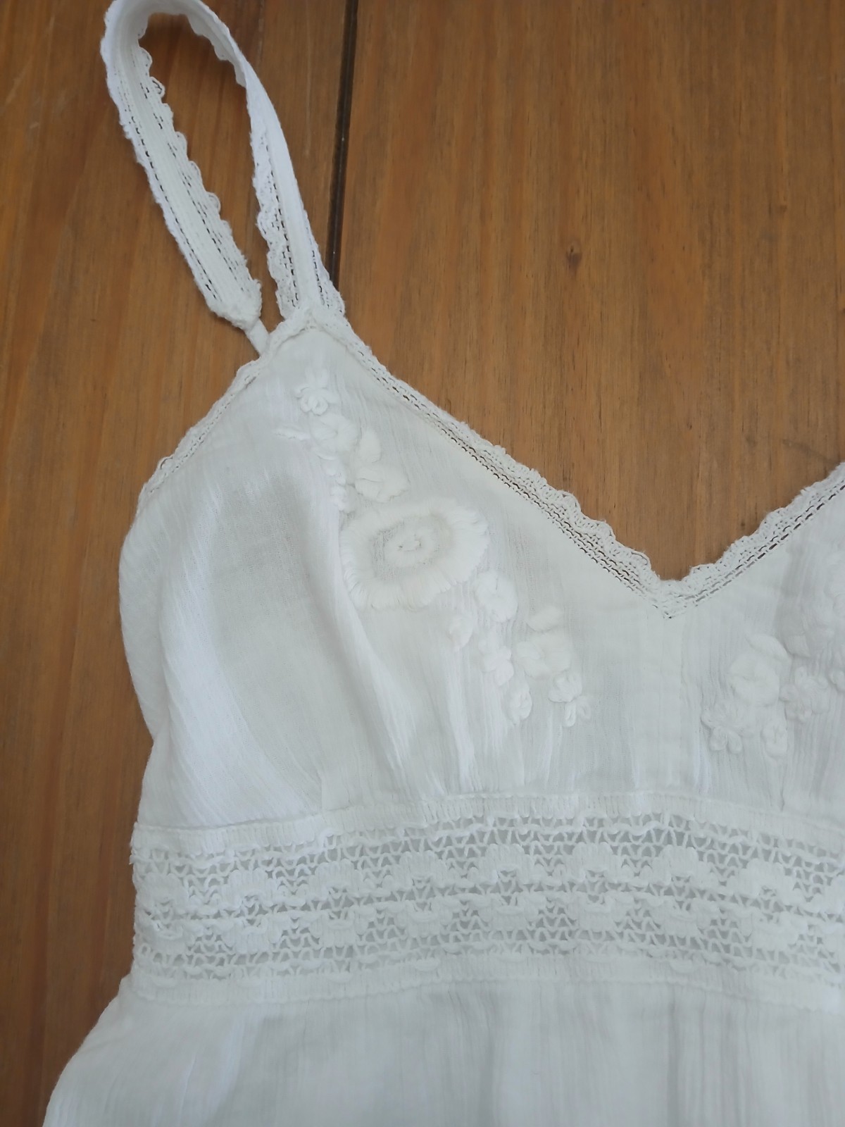 O’Neill White Cotton Sundress M Embroidered Beach Festival Cottage Fairy Party