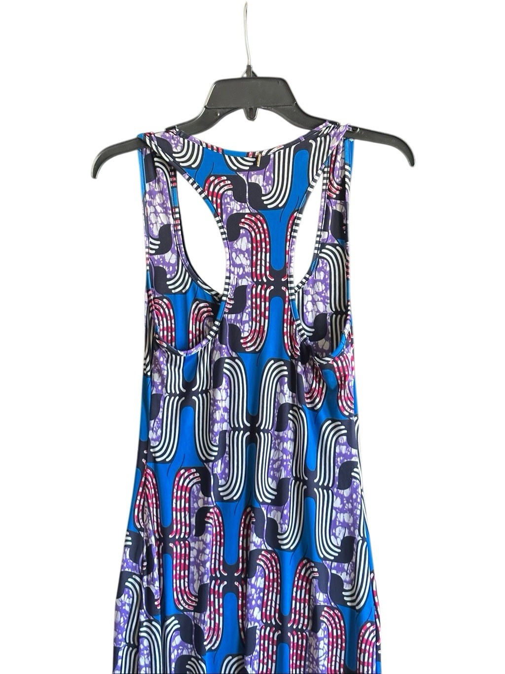 NWT MISA Los Angeles Blue Patterned Sleeveless Tank Maxi Dress. Size Large