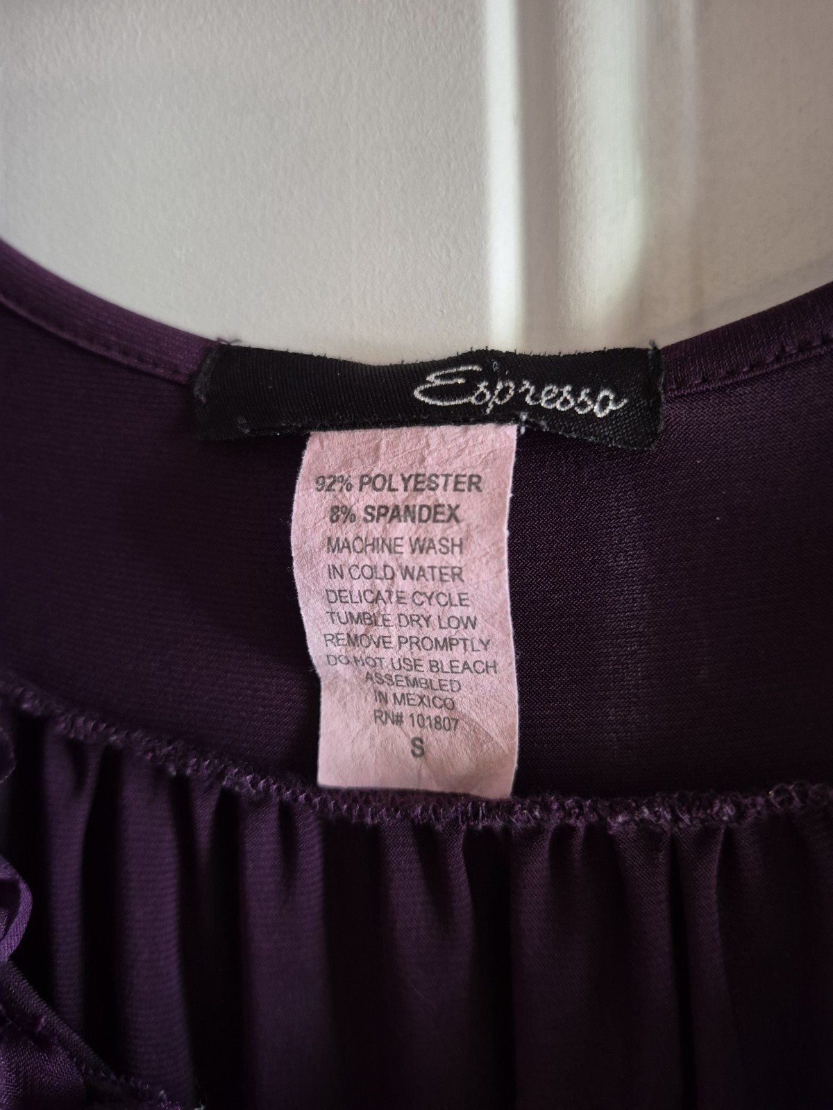 ESPRESSO Stretch Knit Dress – X – Scoop Neck w/Floral (Fabric) Trim, Short Slvs