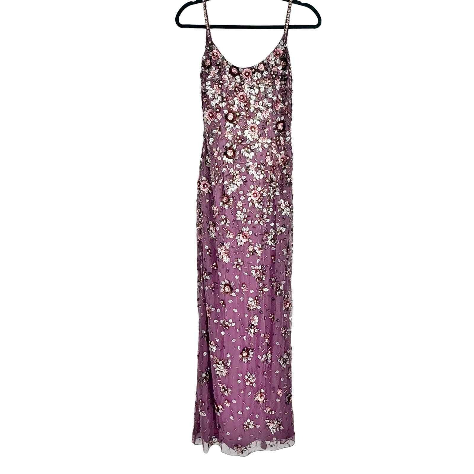 NWT MAC DUGGAL FLORAL EMBELLISHED LOW BACK SCOOP NECK ROSE PINK DRESS 12 5477