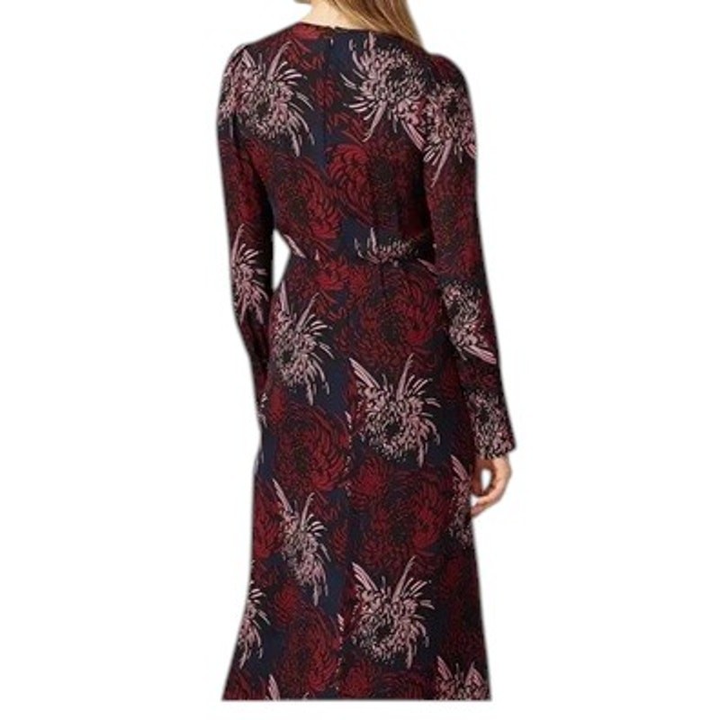A.L.C. Size 4 RTR Bailey 100% Silk Midi Dress V-Neck Front Slit Floral Print