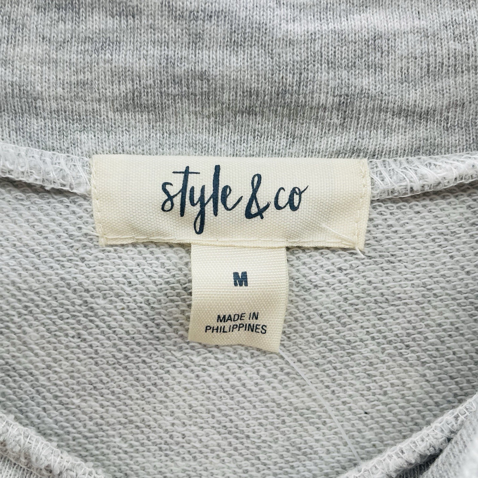 Style & Co Womens Size Medium Mock-Neck Tiered Sweatshirt Dress in Gray $59