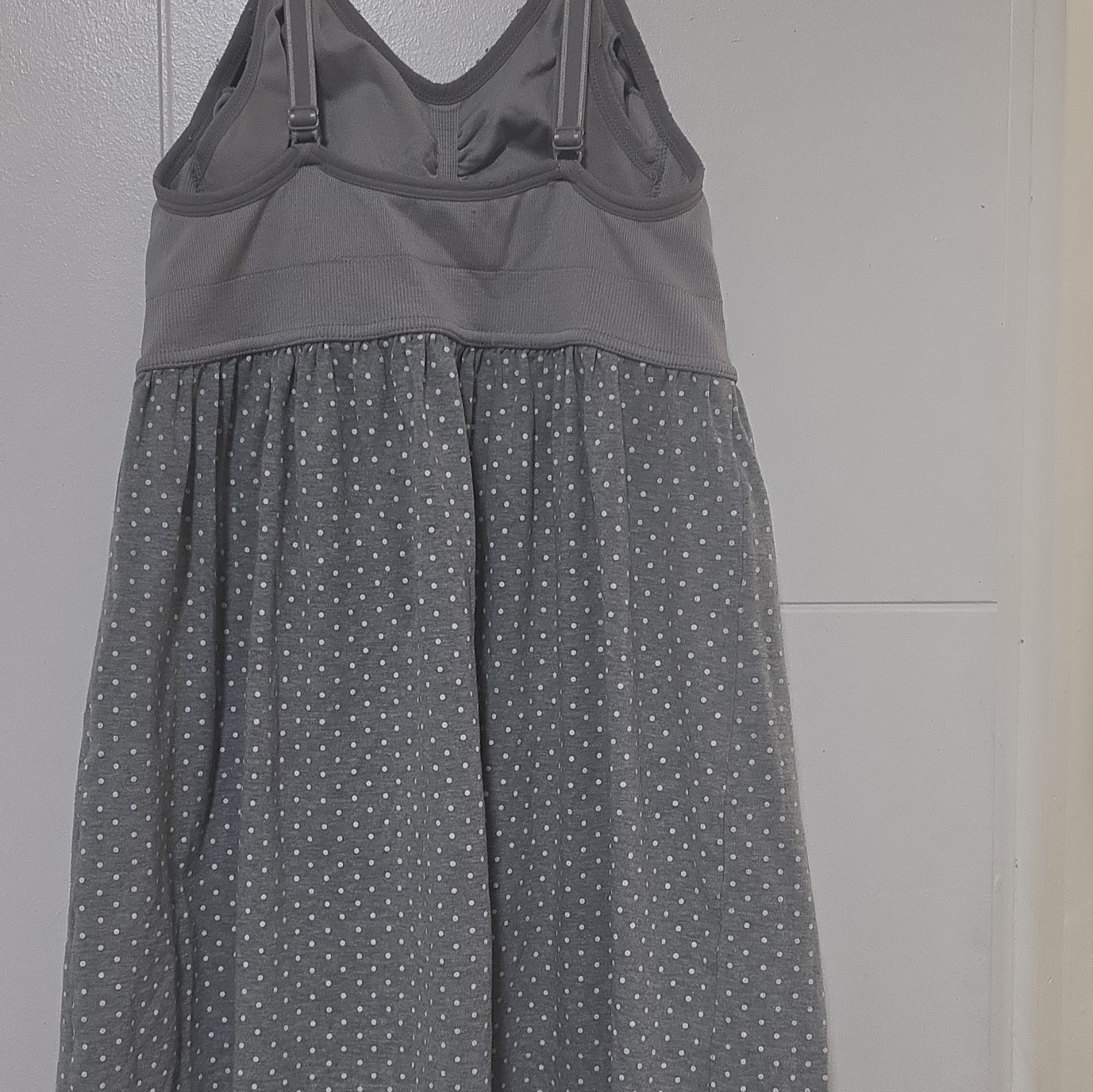 Motherhood Maternity Gray/White Polka Dot Spaghetti Strap Maxi Dress Size S