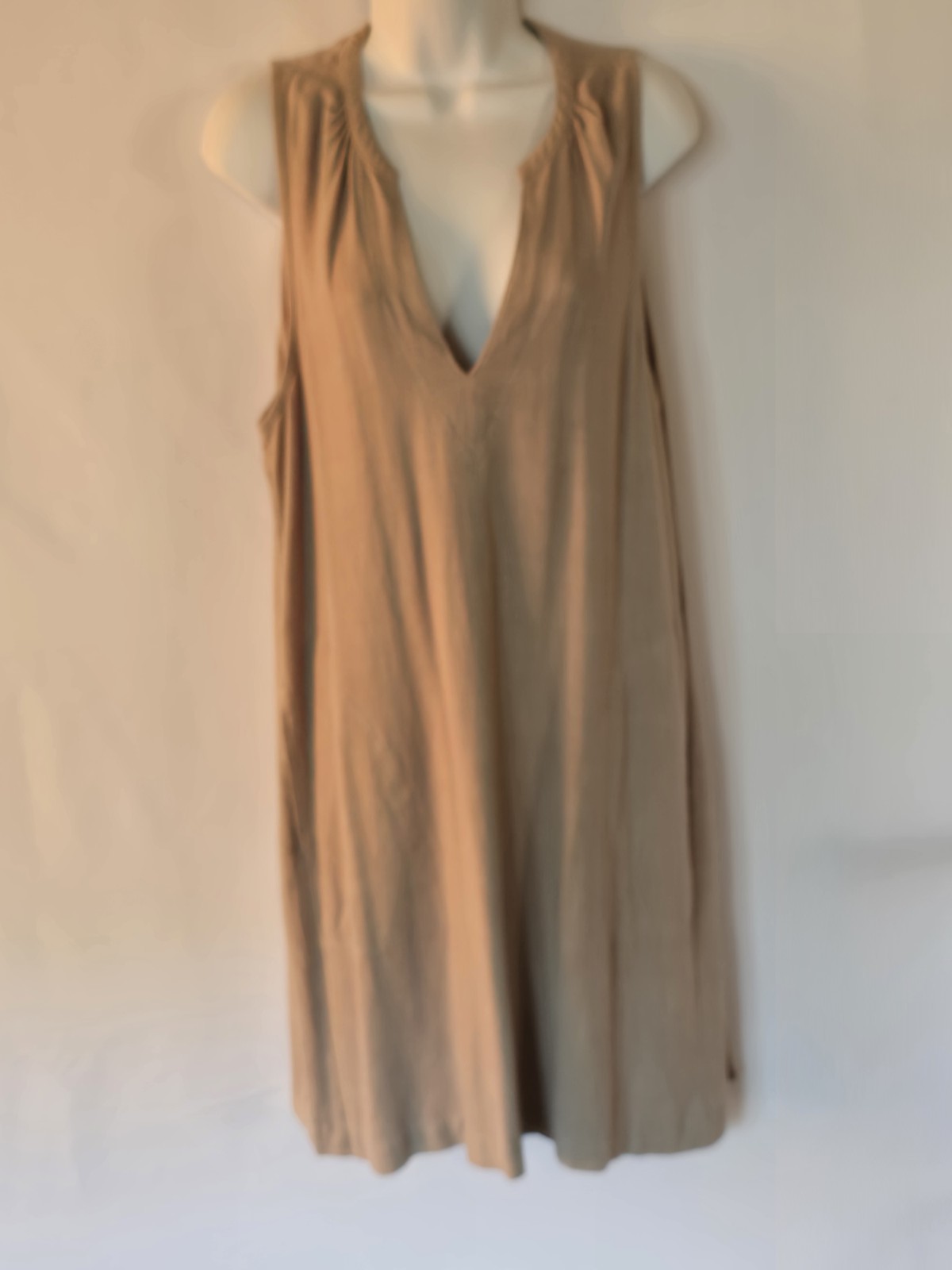 Splendid Beige Sleeveles V Neck A Line Dress Sz L NWT