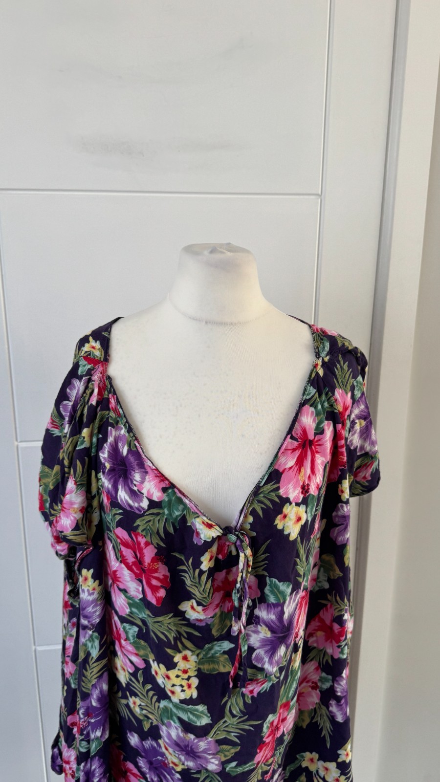Yours Purple Floral Tropical Tie Front Dresss Festival Boho M UK 26 B103