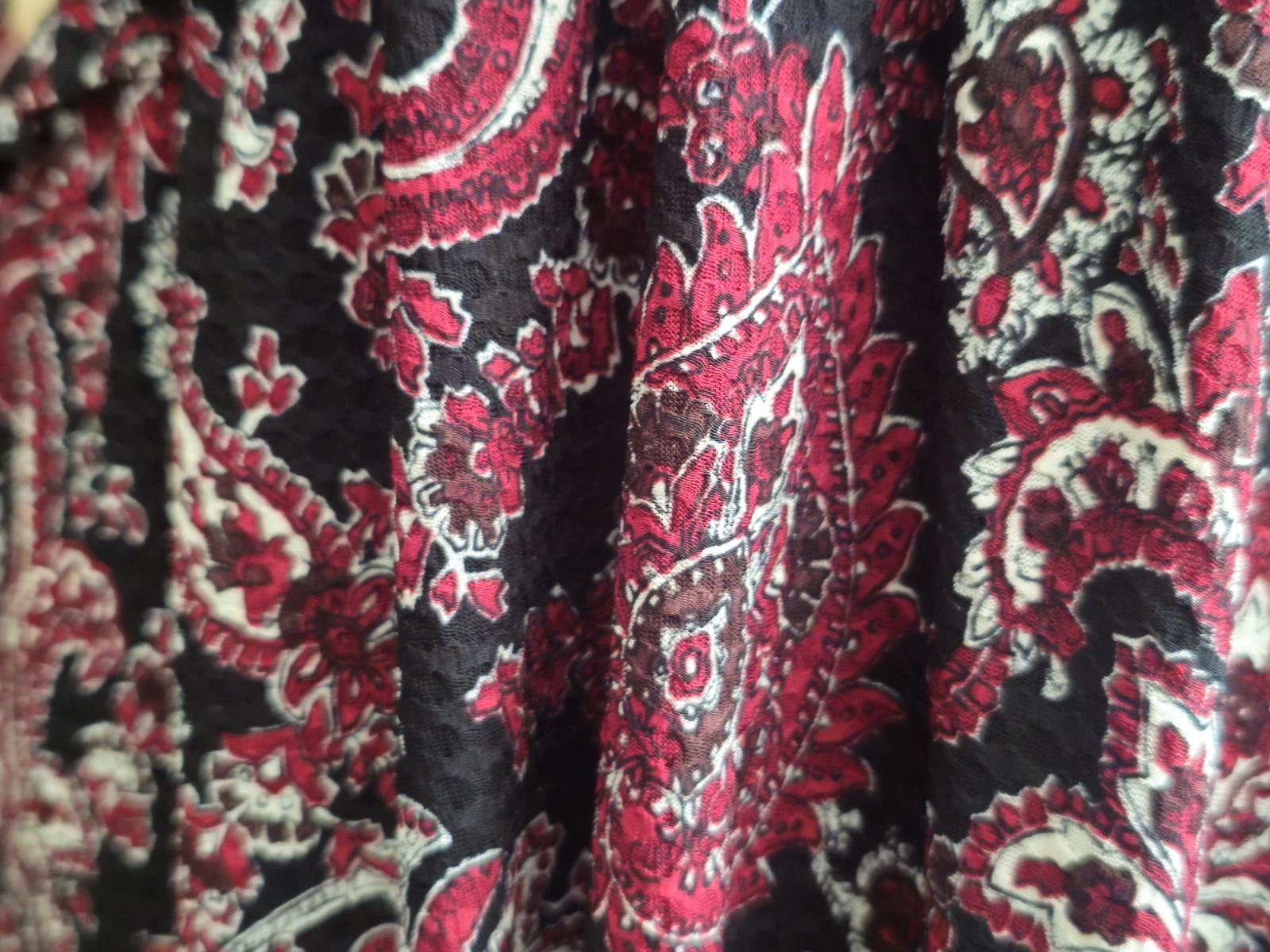 NWT Michael Michael Kors Black Maroon Paisley Faux Wrap Ruffle Sleeves Dress L