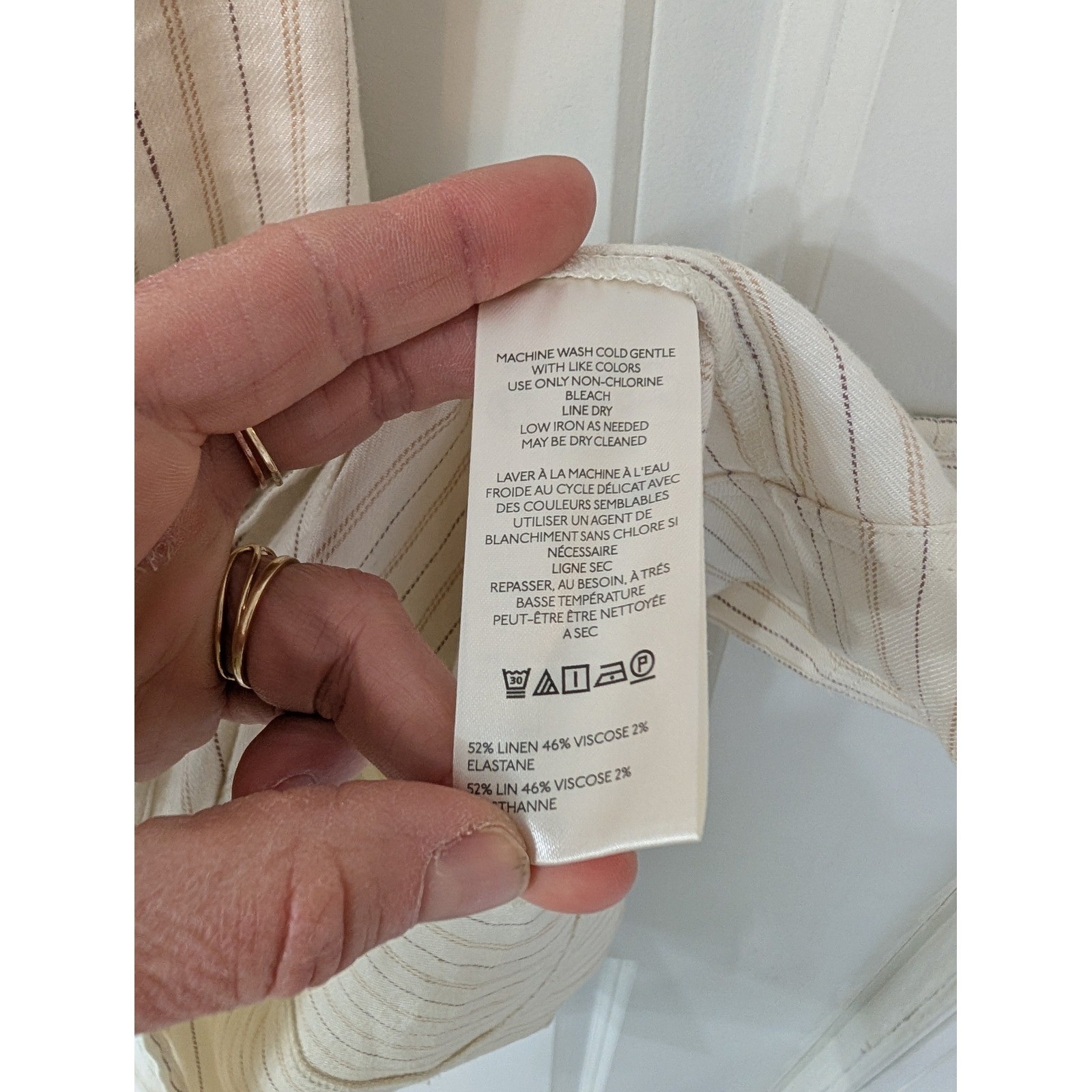 Pilcro Sweetheart Zip-Front Column Midi Dress Striped Puff Sleeve Cream medium