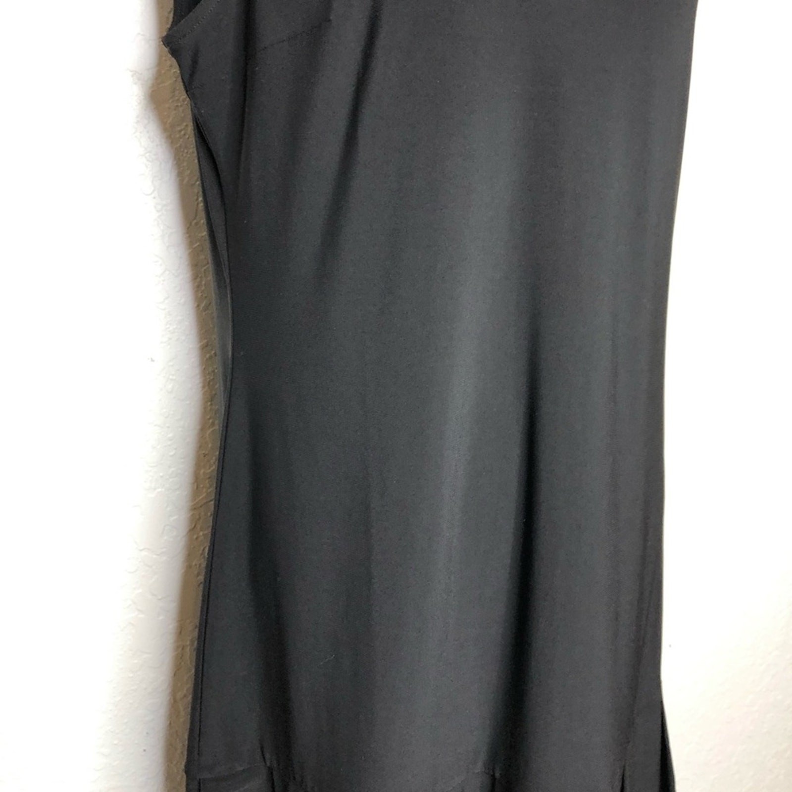 WHBM black silver beaded neckline pleated hem sleeveless dress size Large
