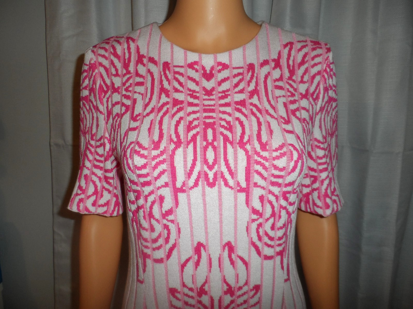 Beautiful Ming Wang size M pink white floral short sleeve dress women NWT