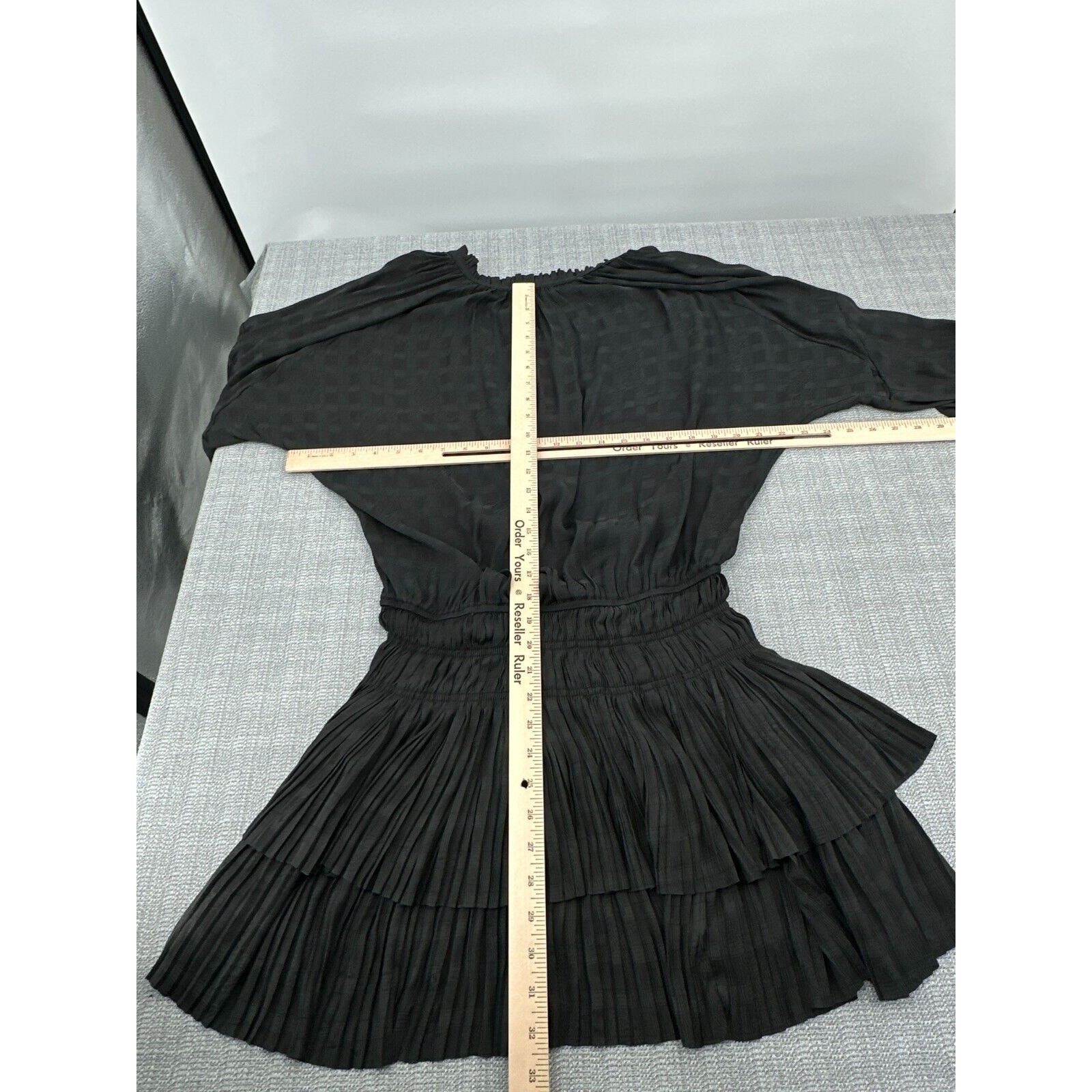 Current Air Jacquard Mini Dress Medium Tie Neck Pleated Whimsy Layered Fairygoth
