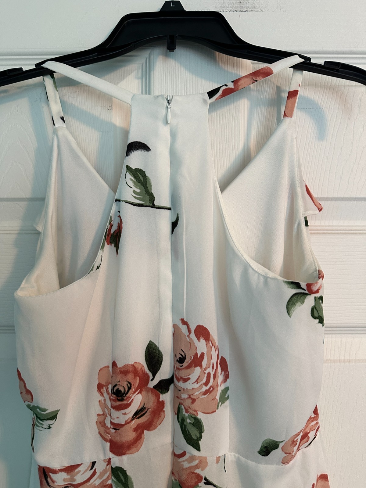 Disney Princess White Maxi Dress with Peach Floral Ruffles Size Small