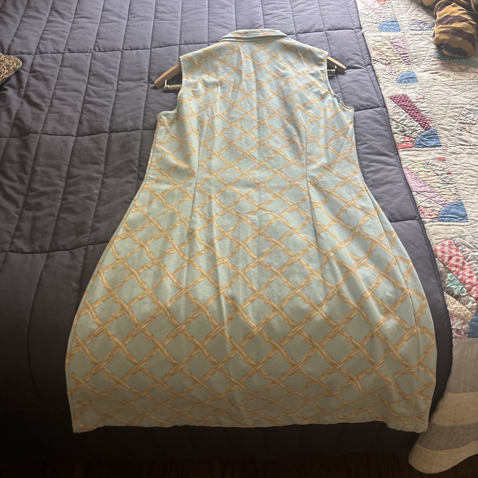 Vintage Light Blue Bamboo J McLaughlin Sleeveless Dress