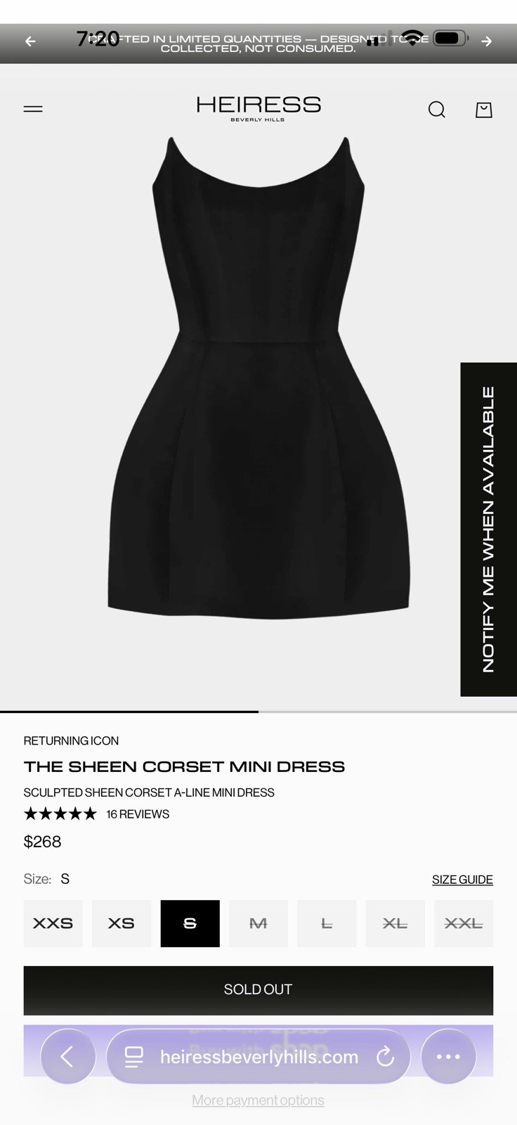 NWT Heiress Beverly Hills Sheen Corset MiniDress Black Small S Strapless Bodycon